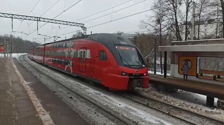 ЭШ2-005 Аэроэкспресс Шереметьево-Белорусский вокзал. Видео на двухэтажный экспресс Москва